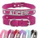 Senristar personalized bling rhinestone dog collar with name custom glitter crystal diamond dog hollow band for small medium large dogs (width 1.5 cm neck circumference 26-32 cm) hot pink
