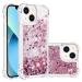 Tivenfezk Nadoli Glitzer Treisand Shell for iPhone 15 Plus silicone shockproof mobile phone cover Transparent TPU bumper protective cover liquid transparent quicksand case iPhone 15 plus ros gold