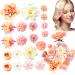 HFYZZ 21 Pack Flower Hair Clips Chiffon Rose Flower Hair Clips Bohemian Flower Hair Pins Bride Floral Hair Barrettes Brooch Flower Hair Accessories for Wedding Beach Party Decor(Pink and White)