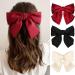 3 Women Bow Hair Clips French Fabric Hair Clips for Women Hair Clips with Bow Elegant Satin Hair Accessories for Girls (Black+Red+White)
