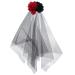 DEARMAMY Halloween Veil Black Rose Veil Wedding Veil Short for Women Girls Hair Decoration Headband Headwear Costume