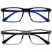 OPULIZE Ink Reading Glasses 2 Pack Large Rectangular Frame Black Transparent Grey Spring Hinges Scratch Resistant Mens Womens RR4-17 +1.50