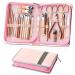 Anseom Manicure Set 26-Piece Professional Nail Clippers Kit Stainless Steel Tool Set for Nail Care Pedicure Set Foot Care Nail Set for Cuticle Cleaning Zip Pockets (Rose)