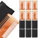 6 Pieces Beard Comb Natural Sandalwood Wooden Moustaches Combs Dual Action Teeth Beard Comb with 6 Pieces Pocket Faux Leather Case for Beards Moustaches (Yellow)