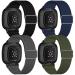 UHKZ 4 Pack Elastic Nylon Bands Compatible with Fitbit Versa 3/Versa 4/Fitbit Sense/Sense 2,Stretchy Fabric Sport Band for Fitbit Versa Smart Watch for Women Men,Pure Black/Blue/Green/Grey For Versa 3/Versa 4/Fitbit Sense/Sense 2 Pure Black/Navy Blue/Gree