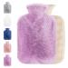 Cooyou Hot Water Bottle with Fluffy Cover 2L Hot Water Bottles for Hot and Cold Compress Hand Feet Warmer Neck and Shoulder Pain Relief Purple