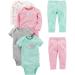 Simple Joys by Carter's Baby Girls' Pants Set - Aqua Green Elephant/Grey Dots/Pink Stripes/White Forest Animals - Buy Online on GoSupps.com
