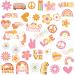 280Pcs Hippie Theme Temporary Tattoos Stickers 70's Theme Tattoos Stickers Hippie Face Body Stickers For Adults And Kids Cute Cartoon Printing Hippie Theme Assorted Groovy Party Supplies
