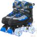 MammyGol Roller Skates for Kids Boys Girls, Adjustable Quad Skates with Light Up Wheels for Toddler Little Kids Ages 6-12, Beginners Outdoor Sports Blue Large - Youth (4-7US)