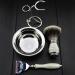 4 Pc Men's Shaving Kit - 5 Blade Razor Silver Tip Badger Brush Stand & Stainless Steel Bowl | Perfect Grooming Set for Men - Buy Online on GoSupps.com