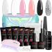 Astound Beauty Poly Nail Gel Kit with UV Lamp, Slip Solution and Glitter, Clear, Black, White Poly Nail Gel Kit - Poly Nail Gel All-in-One Manicure Kit