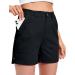 HARTPOR Women's Golf Hiking Shorts Quick Dry Stretch 5 Inch Casual Summer Shorts with Pockets Water Resistant Black Small