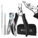 Toenail Clippers, BOKUGE Toe Nail Clippers Adult Thick Nails Long Handle with Unique Curved Blade, Professional Steel Ingrown Toenail Treatment Tool Set Suitable for Men, Women and Elderly Black