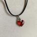 Silay Lian Xue Heart Trailer Necklace - Glass Crystal & Black Leather Choker for Women | Simple Colorful Gift & Christmas Decoration - Buy Online on GoSupps.com