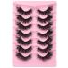 Fluffy Cat Eye False Mink Lashes - 7 Pairs Pack | Curly Wispy Strip Eyelashes Extensions - Buy Online on GoSupps.com