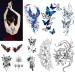 Casciybo Flower Butterfly Temporary Tattoos for Women Girls  12Sheets Large Black Waterproof Half-Arm Shoulder Adults Fake Tattoo  Blue Realistic That Look Real Last Long Party Favors Supplies Gifts