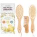 Baby Hair Brush and Baby Comb Set - Wooden Baby Brush with Soft Goat Bristle - Toddler Hair Brush Baby Brush and Comb Set - Baby Brush Set for Newborns - Infant Hair Brush, Cradle Cap (Oval, Walnut) Walnut Oval