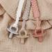 Kapihouse 9.2 Inch Pacifier Clip for Girls - Set of 3 Wooden Clips with Handmade Braided Cotton - Ideal for Baby Showers, Birthdays, Christmas - White Beige Pink - Buy Online on GoSupps.com