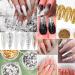 Shop Flofia 8 Boxes 3D Holographic Glitter Nail Decoration - Gold & Silver Rhinestone Art for Stunning Manicures - Buy Online on GoSupps.com