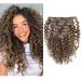 Clip in Human Hair Extensions Afro Jerry Curly 3B 3C Real Hair Clip in Extensions For Black Women Natural Black Color 100% Brazilian African American Hair Extension (22 Inch, Jerry Curly #P4/27) 22 Inch Jerry Curly #P4/27