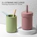 Leeleelon Silicone Sippy Cup with Straw for Babies and Toddlers - 5oz Spill Proof Training Cup - 2 Straws - Pink/Blue - Buy Online on GoSupps.com
