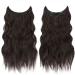 FESHFEN Invisible Wire Hair Extensions - Long Wavy Synthetic Hairpiece 16 Inch Dark Brown - Buy Online on GoSupps.com