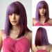 OUFEI half-purple half-wine red Bob Wig With Bangs Short Straight Wig For Women Synthetic Hair Wigs for Daily Party Cosplay Wear