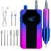 Delanie 40000 RPM Electric Nail Drill E File Rechargeable Portable with 8 Bits for Nail Polish Acrylic Gel Electric Nail File Professional Perfect Gift for Nail Lover-Blue-Violet