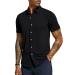 PaulJones Shirt Men's Short Sleeve Business Non-Iron Shirts Regular Fit Breathable XL Black