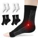 ACWOO Plantar Fasciitis Socks 4 Pairs Neuropathy Socks Ankle Compression Socks for Women Men Breathable Anti-Slip Ankle Support Brace Wide Calf Compression Socks for Pain Relief Flying Running S/M Black+white