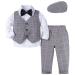 mintgreen Baby Boys Blazers Suit 5pcs Wedding Clothes Shirt + Trousers + Waistcoat + Bowtie + Cap Outfits 1-4 Years Grey Plaid 2-3 Years