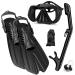 Snorkel Set for Adults, 4 in 1 Snorkeling Gear with Adjustable Dive Flippers, Anti-Fog Mask, Dry Top Snorkel and Swim Earplugs, Professional Snorkeling Set for Snorkeling Swimming Scuba Diving Black Large-X-Large