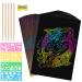 Scratch Art 50 Sheets + 5 Wooden Stylus + 4 Stencils + Pencil Sharpener Browill Arts and Crafts Supplies for Kids, DIY Projects, Black Paper Magic Rainbow Painting Boards 13 X 19 cm