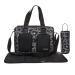 My Babiie Deluxe Changing Bag Padded Changing Mat Insulated Bottle Warmer Messenger Bag Travel Bag 2 Extra Pockets Adjustable Straps Carry Handles Black Leopard