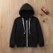 Kids Long Sleeve Zip Hoodie Jacket - Black Solid Color - Size 6-7 Years - Buy Online on GoSupps.com