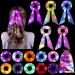 Hiwooii 15 Pack LED Light Up Hair Scrunchies Glowing Hair Bands LED Scarf Hair Ties Ponytail Holders Colorful Yarn Hair Tie 3 Light Modes with Bag for Women Girls Glow in the Dark Hair Accessories