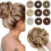Sego hair part with rubber band large dutt hair parts hair tie with hair extensions ponytail braid for women (55 g) light brown & ashblond