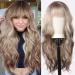 testar Blonde Wigs For Black Women Long Wavy Wigs With Bangs Curly Wig Synthetic Wig For Women Use Lange Blonde