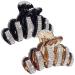 PAGOW 2Pcs Large Rhinestone Hair Clips  Crystal Jaw Clips Hairpin for Thick Hair  Fashion Hair Clamp Catch Barrette Accessories for Women black + brown