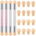 4 Pieces Nail Art Sponge Ombre Sponge Nail Brush Gradient Nail Brush Double Head Sponge Nail Art Tool with 16 Pieces Replacement Head for Nail Art Manicure(Pink, White)