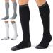 CS CELERSPORT 3 Pairs Compression Socks 20-30mmHg for Men and Women Running Support Socks Small-Medium Black+white+grey