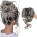 Claw Messy Bun Hairpieces Wavy Curly 75G Thick Hair Chignon Tousled Updo Doughnut Hair Bun Synthetic Ponytail Dark Grey