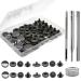 12 Sets Heavy Duty Leather Snap Fasteners Kit  15mm Metal Snap Buttons Kit Press Studs with 4 Install Tools  Leather Rivets and Snaps for Clothing  Leather  Jeans  Jackets  Bracelets  Bags (Black) 15mm With Tools Black