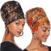 Dreshow hair wrap for black ladies jersey scarf turban long hair head wrap Shaw headscarf soft headband scarf 2 pcs: black/orange 2