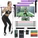 Pilates Bar Kit with 11 Resistance Bands for Women and Men- Portable Fitness Equipment- Workout Equipment for Home Workouts- Workout Bars for Exercise (Natural Rubber)
