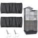2Pcs Bird Cage Seed Catcher Birdcage Nylon Mesh Cover Twinkle Star Universal Birdcage Cover for Parakeet Round Square Cage with Spring Hook Black