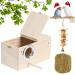 PETWAKEY-ST Birds Breeding Box,Wooden Parakeet Nesting Box Cage House with Coconut Fiber Bird Toy for Cockatiel Lovebirds Budgie Finch Canary (7.8x4.8x4.8)