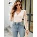 Fayenne Womens Tops Deep V Neck Cross Wrap Sexy Tops Polka Dot Mesh Long Sleeve T Shirt Casual Blouses M Beige - Buy Online on GoSupps.com