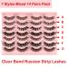 Russian Strip Lashes with Clear Band - D Curl Cat-Eye 12mm Wispy False Eyelashes | 14 Pairs | Heracks - Buy Online on GoSupps.com