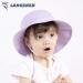 LANGZHEN Baby Girls Beach Sun Protection Hat - Adjustable Toddler Kids Wide Brim Summer Play Hat with Chin Strap - Light Purple (1-2 Years) - Buy Online on GoSupps.com